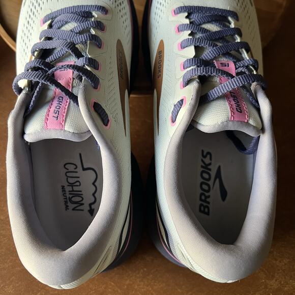 Brooks Ghost 15 Blue Pink Comfort Road Running Shoes Sneakers Women's 8.5 Wide - Picture 13 of 16